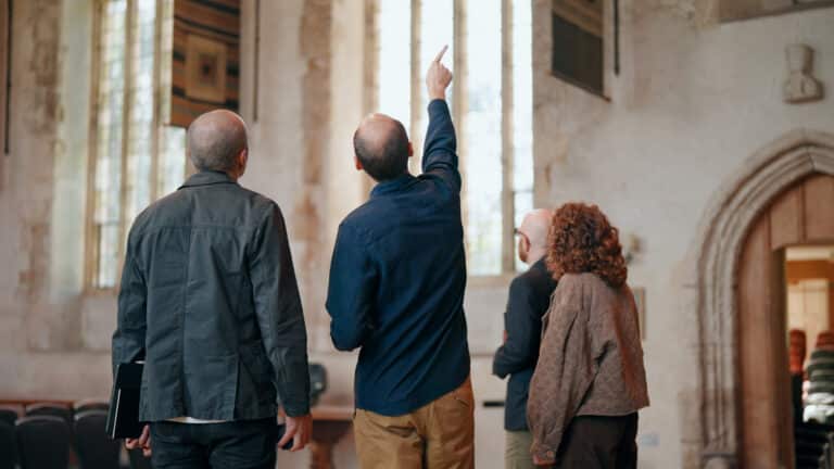 Historic Hall in Devon, showing original stone walls and period architectural detailing