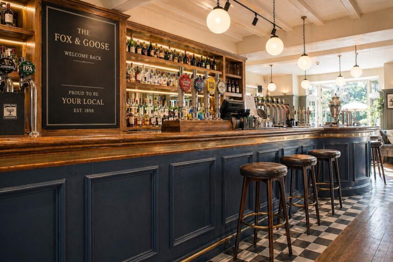 Sibley grove fox and goose ealing london heritage pub bar interior design interwar restoration