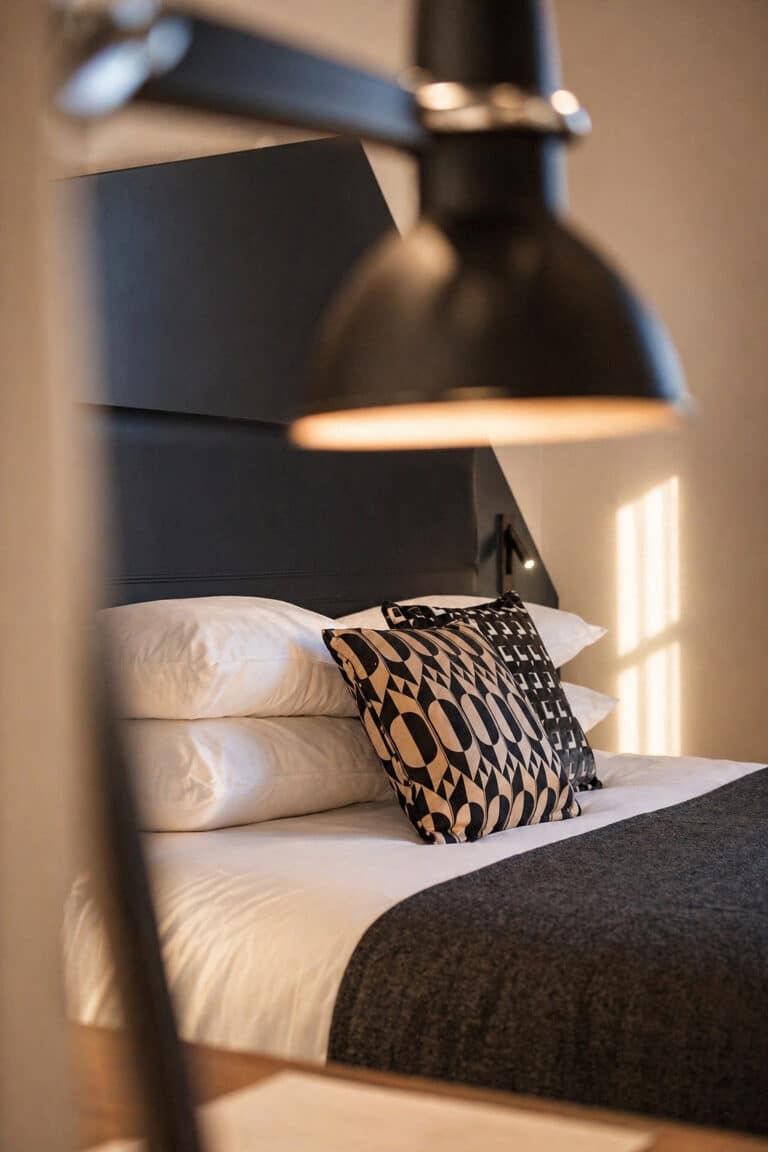 Sibley grove fox and goose hotel ealing london bedroom lighting detail bespoke hospitality interior design