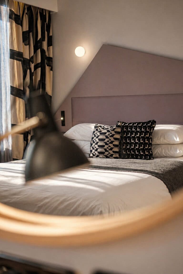 Sibley grove fox and goose hotel ealing london boutique bedroom detail sustainable hospitality interior design