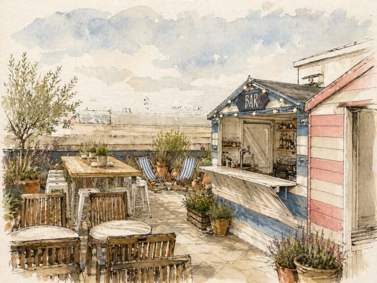 Sibley grove vintage salt selfridges oxford street rooftop restaurant coastal bar concept sketch