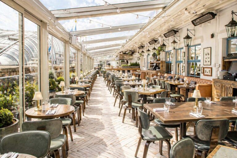 Sibley grove vintage salt selfridges oxford street rooftop seafood restaurant interior circular design