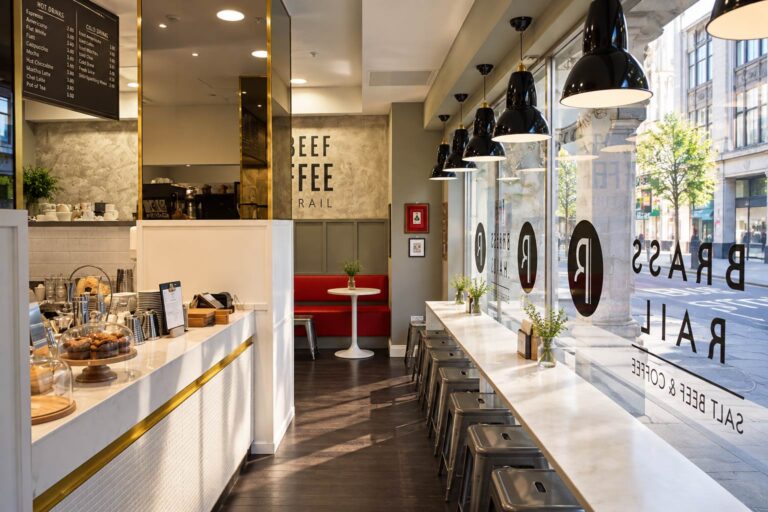 Street facing coffee concession, Brass Rail, Selfridges Oxford Street